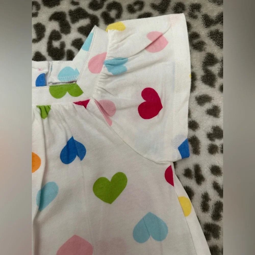 Carter’s Heart Print Short Sleeve Top in White Size 3T Toddler Girls